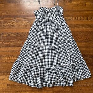 J crew tiered gingham dress navy